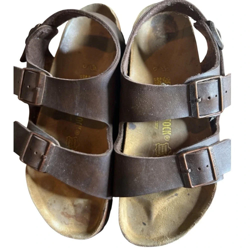 Birkenstock Milano Brown Leather Sandals Size 38 EU 7-7.5 US Made Germany